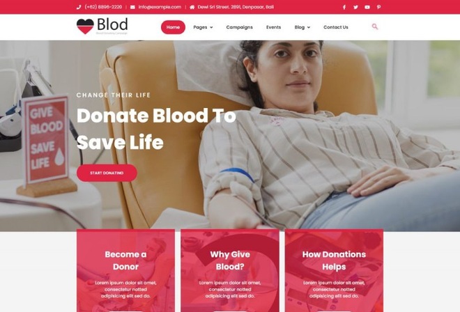 Blod - Blood Donation Campaign & Activism Elementor Template Kit