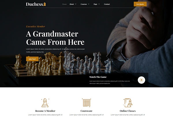 Duchess - Chess Club & Tournaments Elementor Template Kit