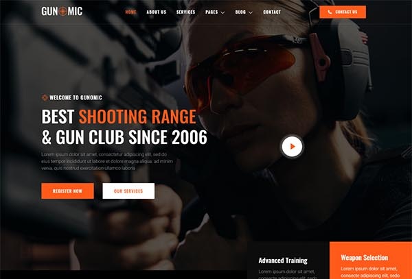 Gunomic – Shooting Range & Gun Club Elementor Template Kit