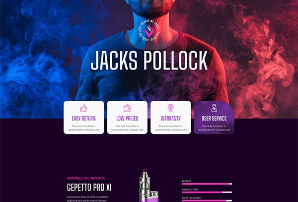 Jackspollock - Creative Vape Elementor Template Kit