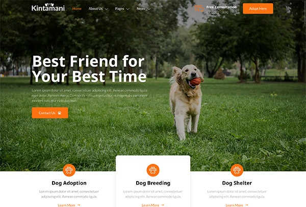 Kintamani – Dog Breeder & Adoption Elementor Template Kit