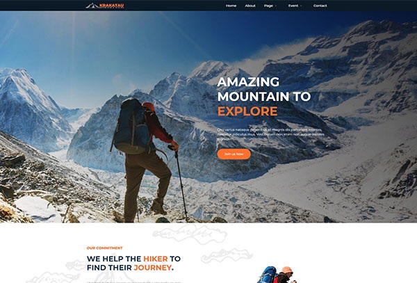 Krakatau - Mountain & Hiking Elementor Template Kit