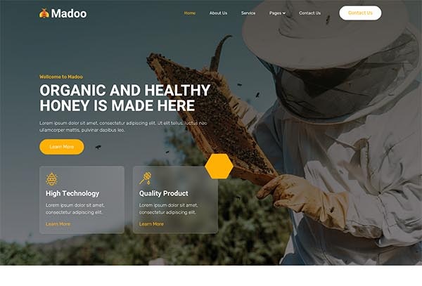 Madoo – Honey Bee & Beekeeping Elementor Template Kit