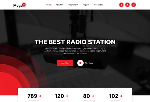 MegaFM – Radio Station & Podcaster Elementor Template Kit