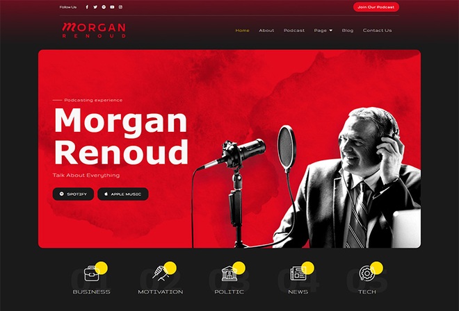 Morgan Renoud - Personal Podcast Elementor Template Kit